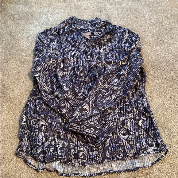 Chico's Navy and Cream Abstract Blouse - Picture 1 of 4